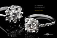 Luxury jewellery. White gold or silver engagement rings with dia